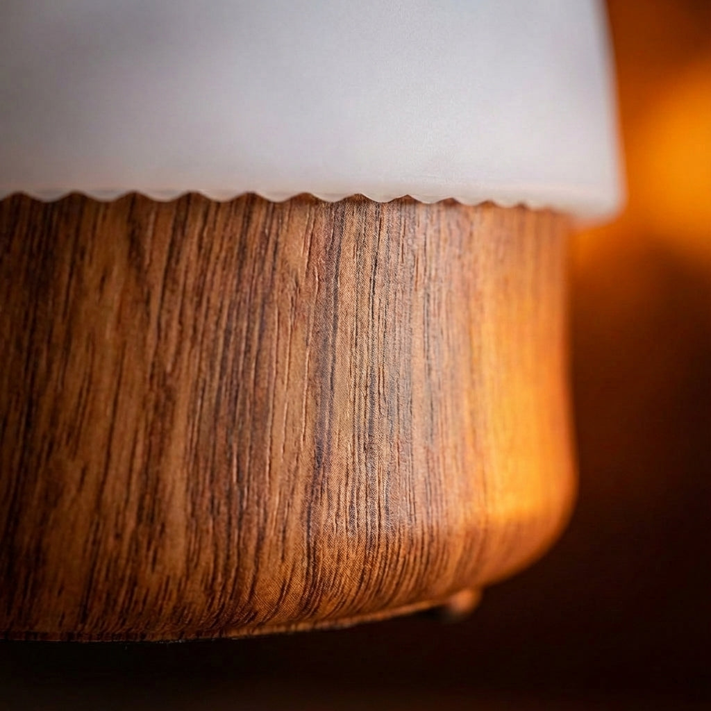 Lámpara de escritorio LED recargable con pantalla de silicona, regulador de intensidad y control de temperatura de color para mesita de noche, guardería y oficina | Base de madera natural | Thomler