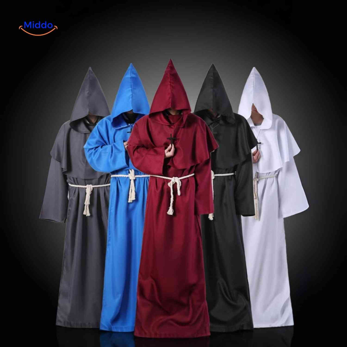 Hooded Monk Robe Costume – Medieval Style Cosplay Outfit for Halloween, Cosplay & Theater