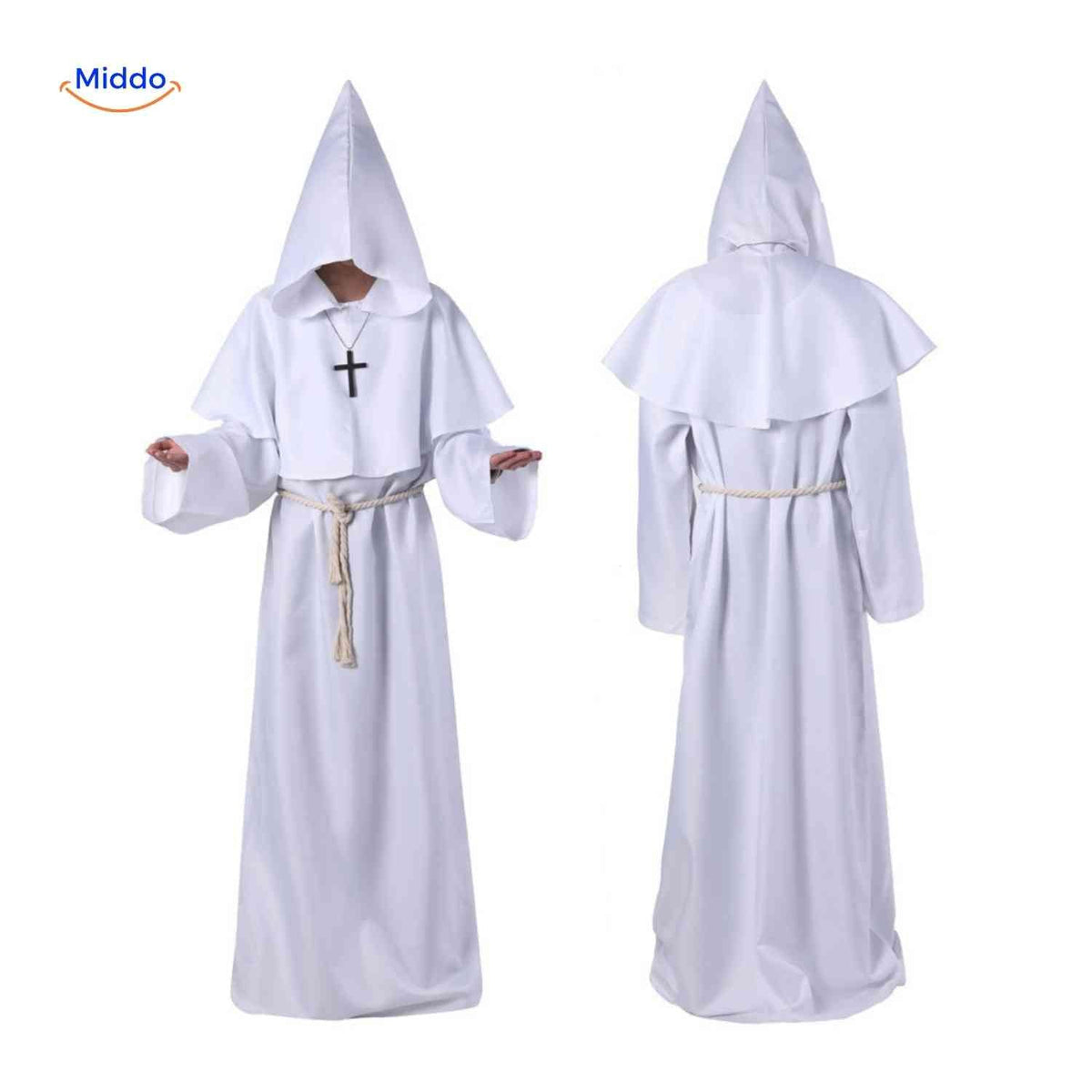 Hooded Monk Robe Costume – Medieval Style Cosplay Outfit for Halloween, Cosplay & Theater