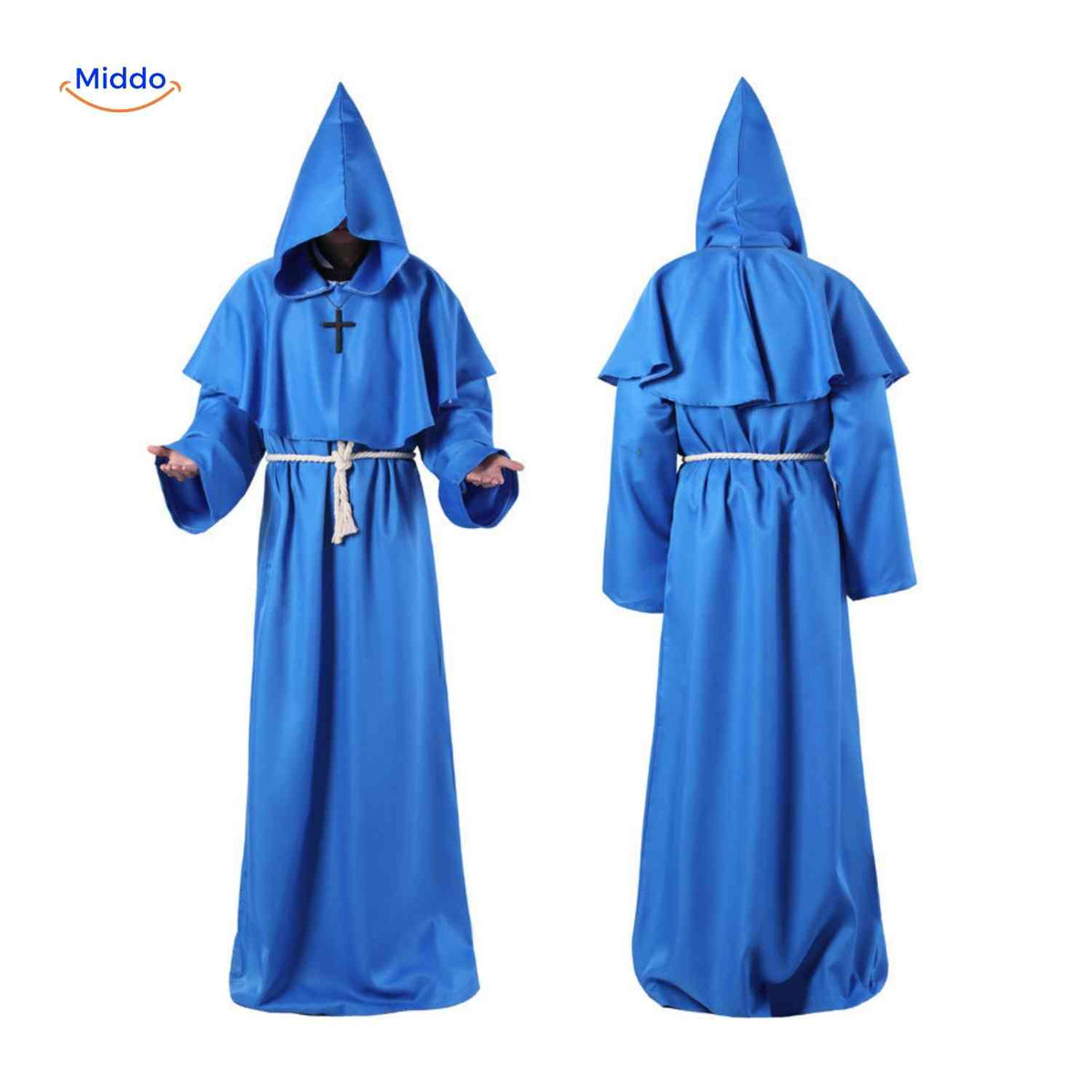 Hooded Monk Robe Costume – Medieval Style Cosplay Outfit for Halloween, Cosplay & Theater