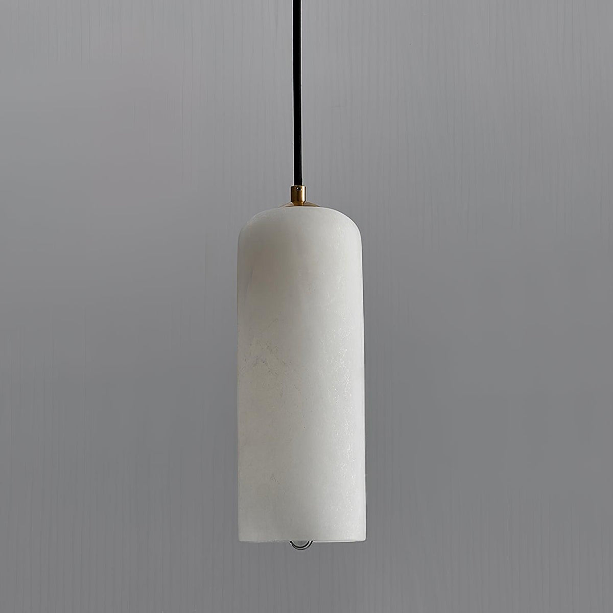 Alabaster Stone Hanging Lamp 10 in Tall White Shade Brass Accent Minimal Pendant for Islands Dining Tables Bedrooms Entryways | Thomler