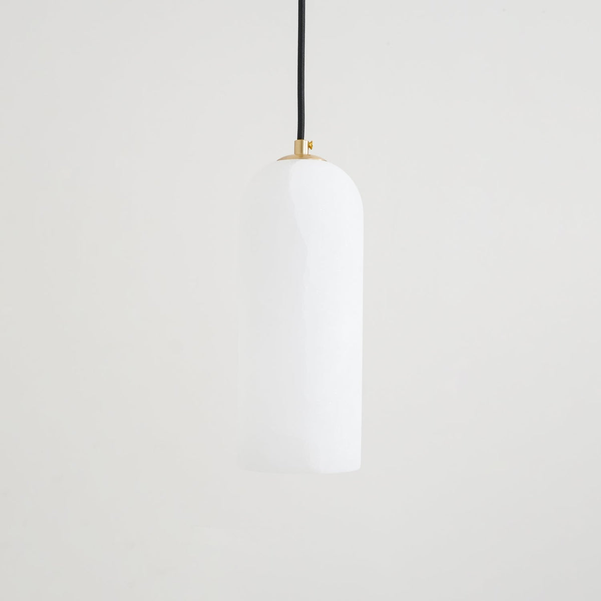 Alabaster Stone Hanging Lamp 10 in Tall White Shade Brass Accent Minimal Pendant for Islands Dining Tables Bedrooms Entryways | Thomler