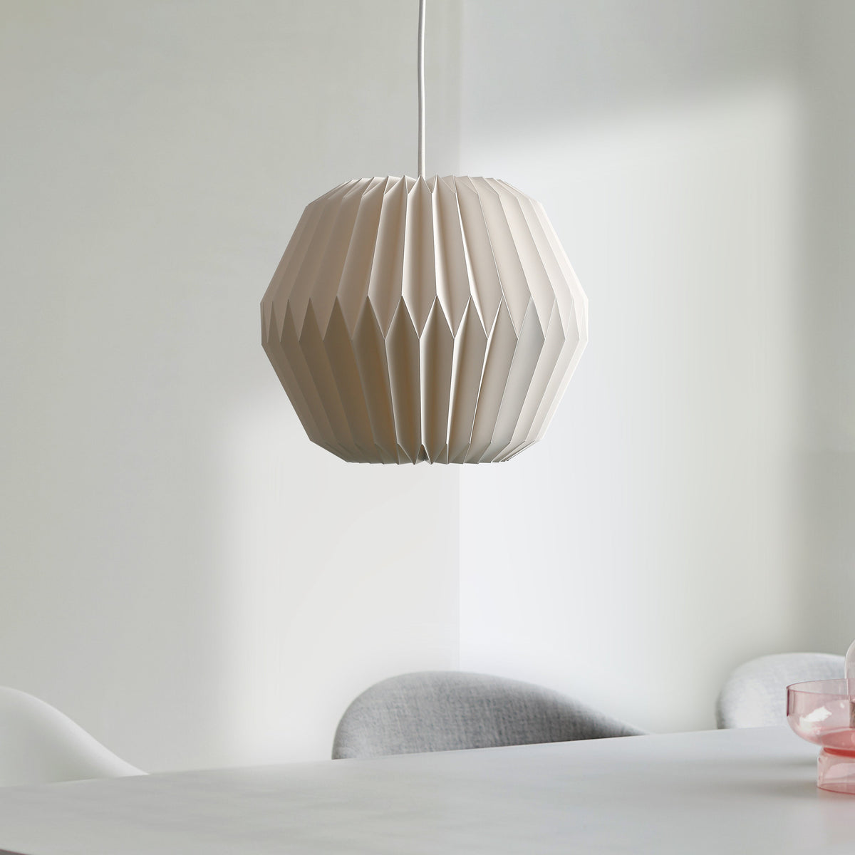 13-Inch Acrylic Hanging Lamp White Pleated Texture E27 Socket Adjustable Height Bedroom Dining Room Overhead Fixture Scandinavian Style Soft | Thomler