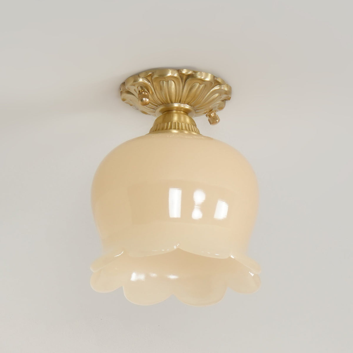 Compact Resin & Brass Flush Mount Ceiling Fixture 6 in Diameter Ambient Room Light E26 Base Bedroom Living Room Dining Kitchen Hallway Entry | Thomler