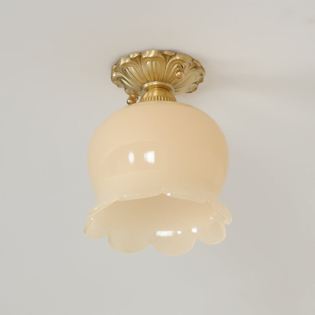 Compact Resin & Brass Flush Mount Ceiling Fixture 6 in Diameter Ambient Room Light E26 Base Bedroom Living Room Dining Kitchen Hallway Entry | Thomler
