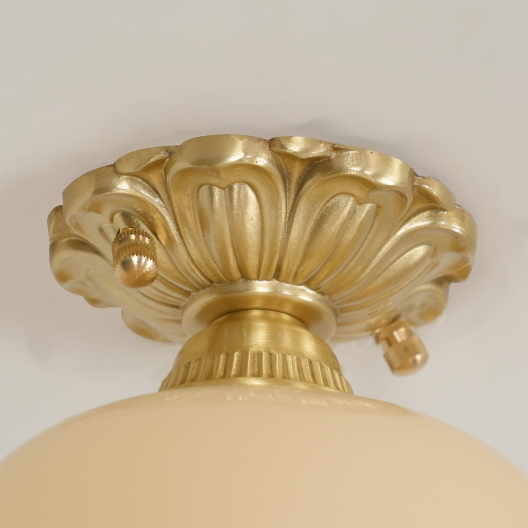 Compact Resin & Brass Flush Mount Ceiling Fixture 6 in Diameter Ambient Room Light E26 Base Bedroom Living Room Dining Kitchen Hallway Entry | Thomler