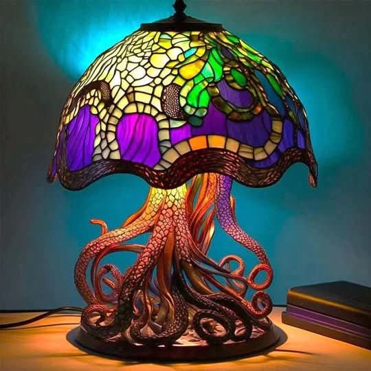 Lámpara decorativa de mosaico hecha a mano con luz cálida – Iluminación decorativa de 10 pulgadas para mesas de noche, estantes y espacios acogedores – Disponible en 8 estilos artesanales | Thomler