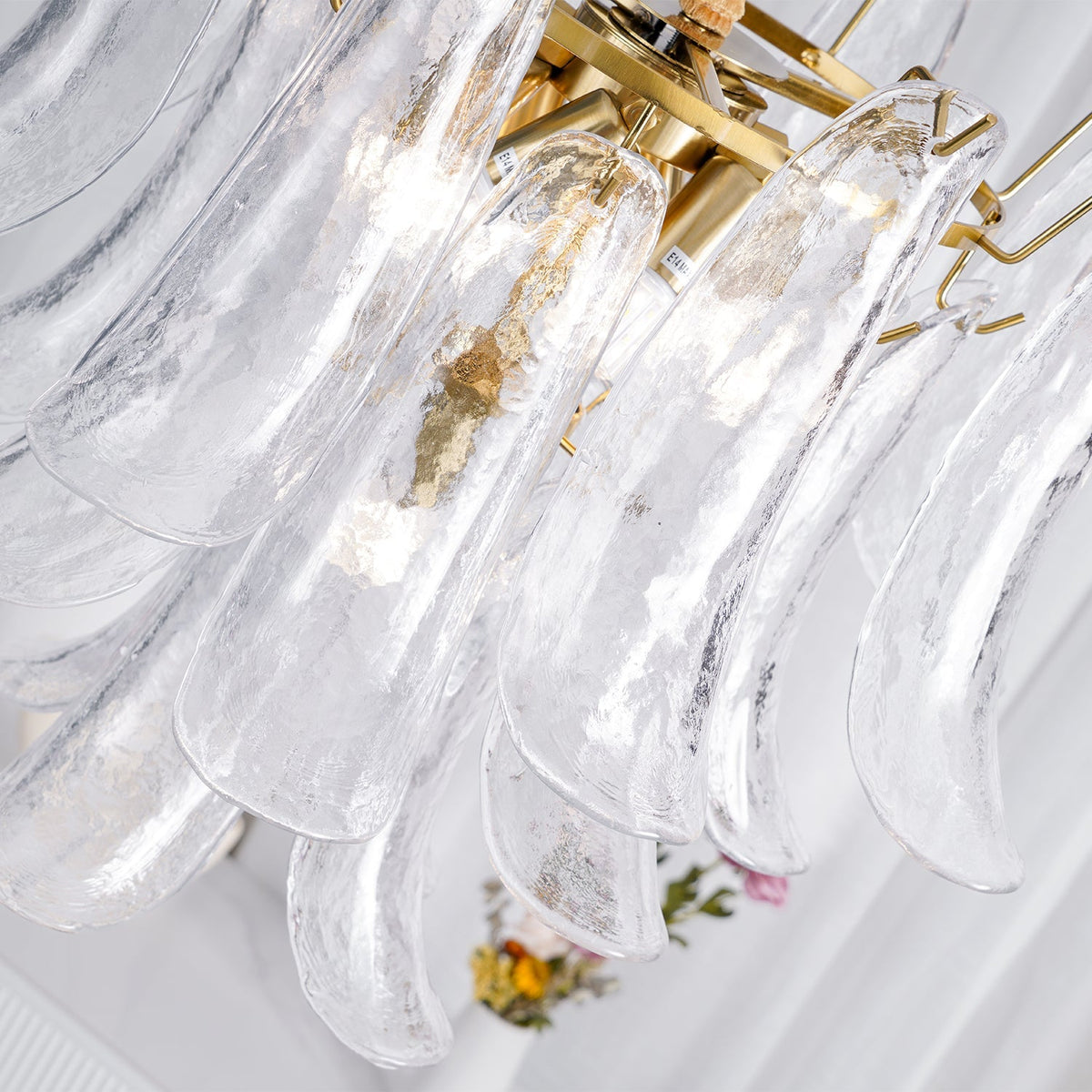Multi-Arm Glass Pendant Light Fixture with E14 Sockets – Adjustable Height Hanging Lamp for Dining Room, Foyer & Living Room – Metal Frame w | Thomler