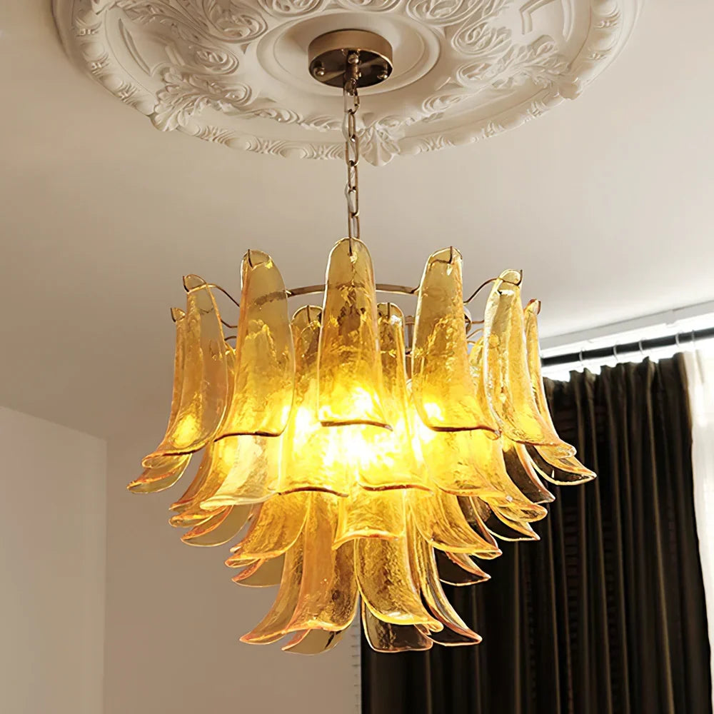 Multi-Arm Glass Pendant Light Fixture with E14 Sockets – Adjustable Height Hanging Lamp for Dining Room, Foyer & Living Room – Metal Frame w | Thomler