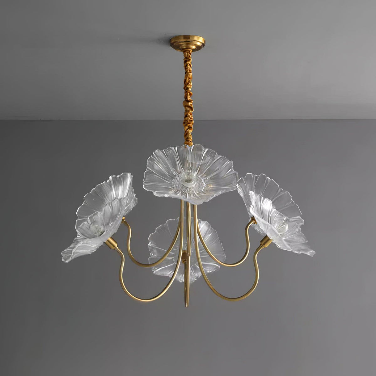 Hanglamp van mat glas met bloemdesign, 35 inch, meerarmig armatuur, helder roze goud, plafondverlichting voor eetkamer, woonkamer, hal, entree, modern in | Thomler
