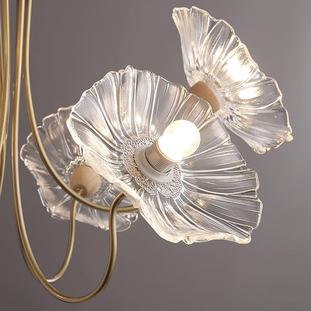 Hanglamp van mat glas met bloemdesign, 35 inch, meerarmig armatuur, helder roze goud, plafondverlichting voor eetkamer, woonkamer, hal, entree, modern in | Thomler