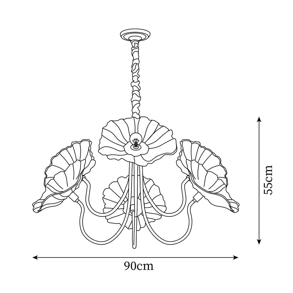Hanglamp van mat glas met bloemdesign, 35 inch, meerarmig armatuur, helder roze goud, plafondverlichting voor eetkamer, woonkamer, hal, entree, modern in | Thomler