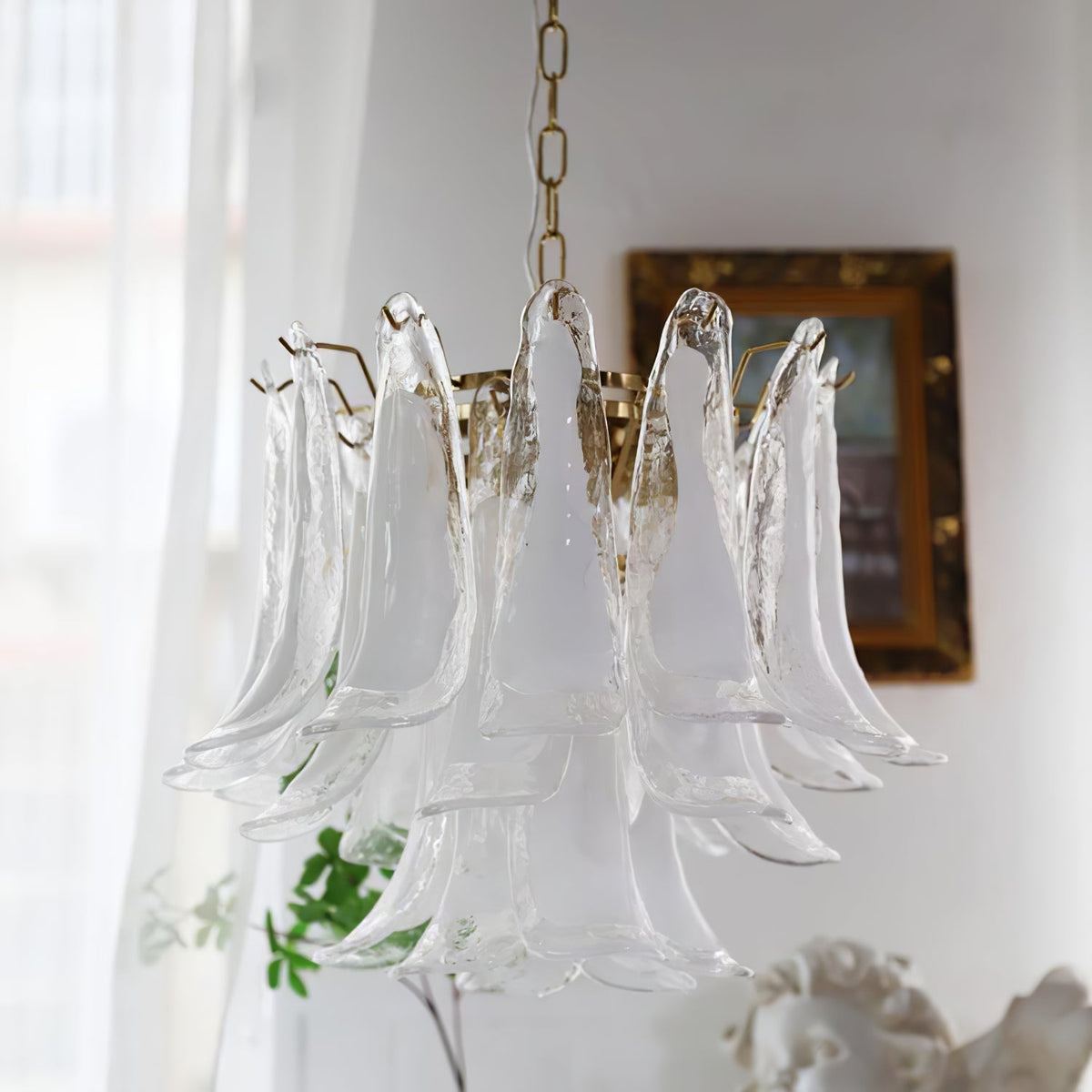 Multi-Arm Glass Pendant Light Fixture with E14 Sockets – Adjustable Height Hanging Lamp for Dining Room, Foyer & Living Room – Metal Frame w | Thomler