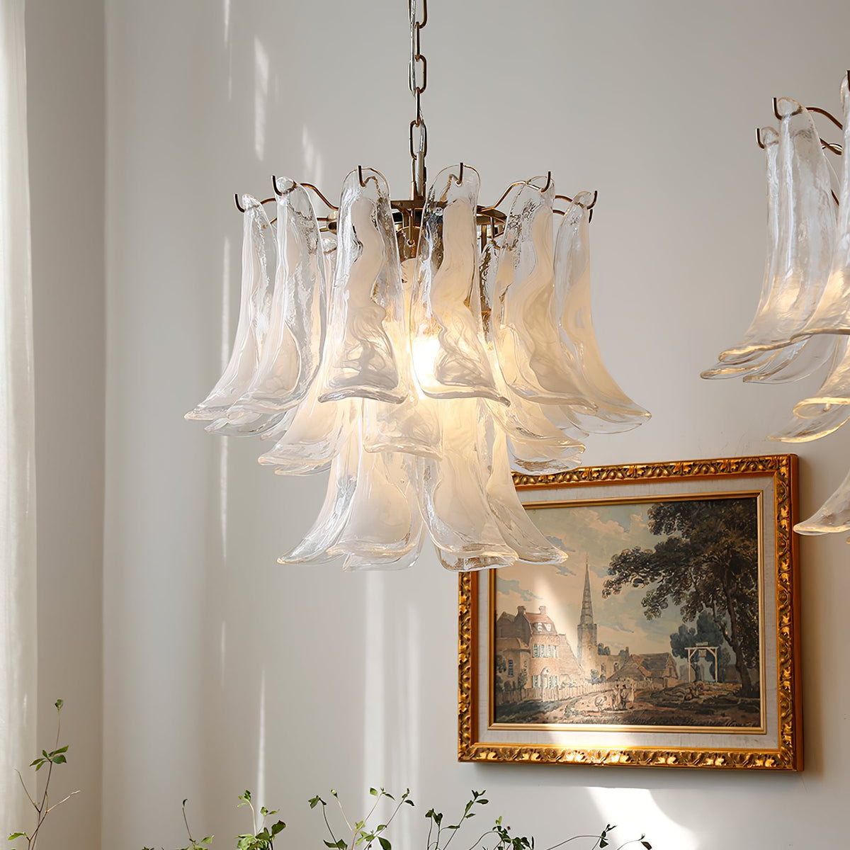 Multi-Arm Glass Pendant Light Fixture with E14 Sockets – Adjustable Height Hanging Lamp for Dining Room, Foyer & Living Room – Metal Frame w | Thomler