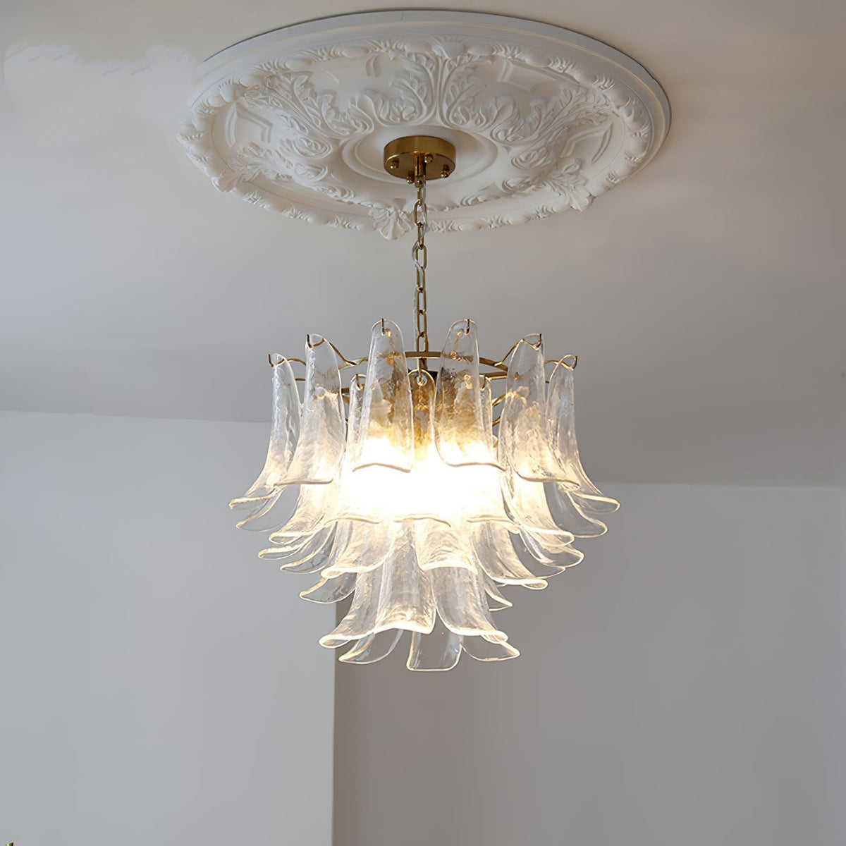 Multi-Arm Glass Pendant Light Fixture with E14 Sockets – Adjustable Height Hanging Lamp for Dining Room, Foyer & Living Room – Metal Frame w | Thomler
