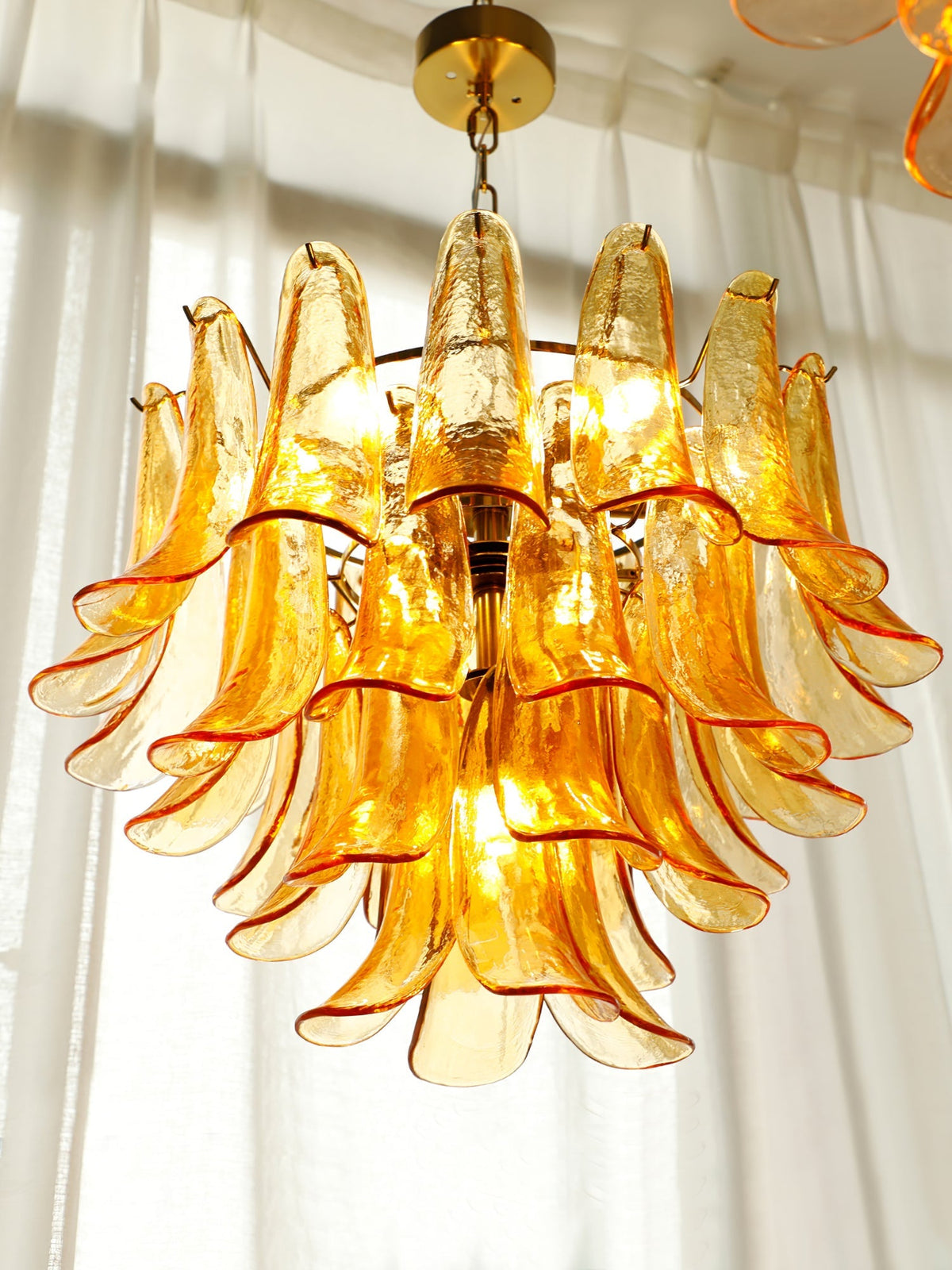 Multi-Arm Glass Pendant Light Fixture with E14 Sockets – Adjustable Height Hanging Lamp for Dining Room, Foyer & Living Room – Metal Frame w | Thomler