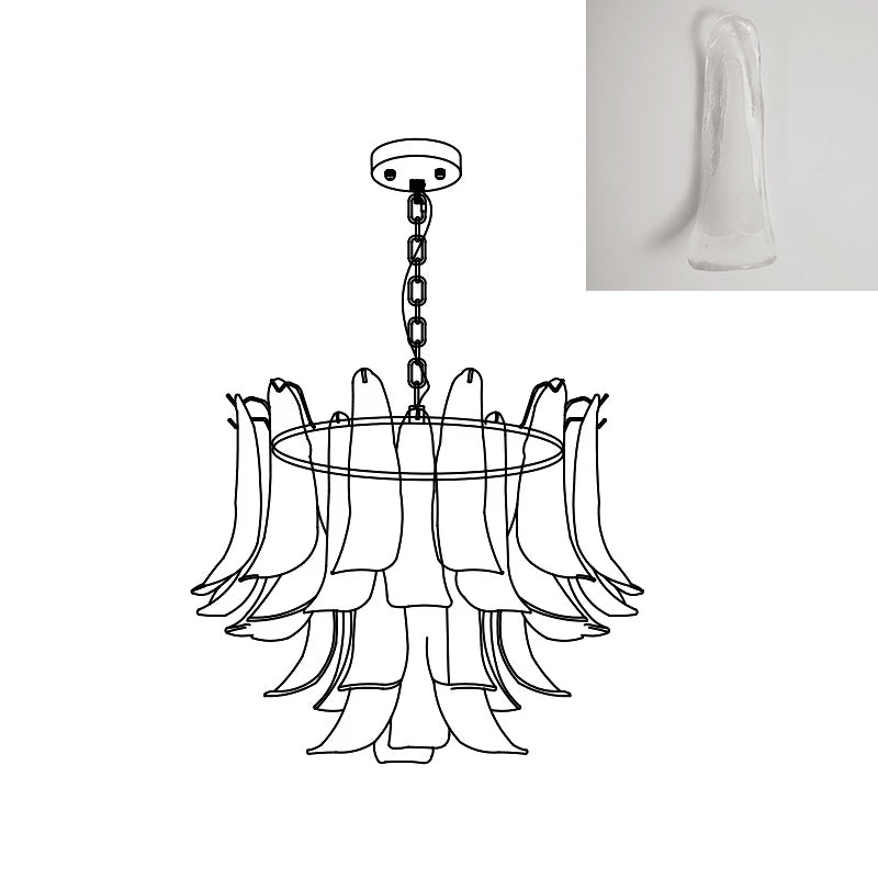 Multi-Arm Glass Pendant Light Fixture with E14 Sockets – Adjustable Height Hanging Lamp for Dining Room, Foyer & Living Room – Metal Frame w | Thomler