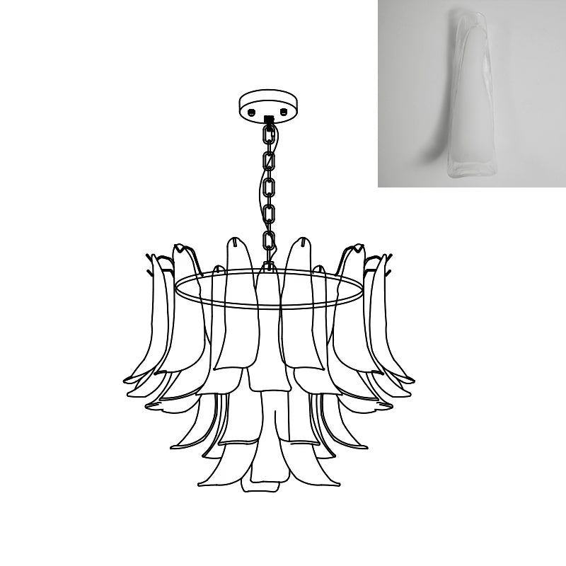 Multi-Arm Glass Pendant Light Fixture with E14 Sockets – Adjustable Height Hanging Lamp for Dining Room, Foyer & Living Room – Metal Frame w | Thomler
