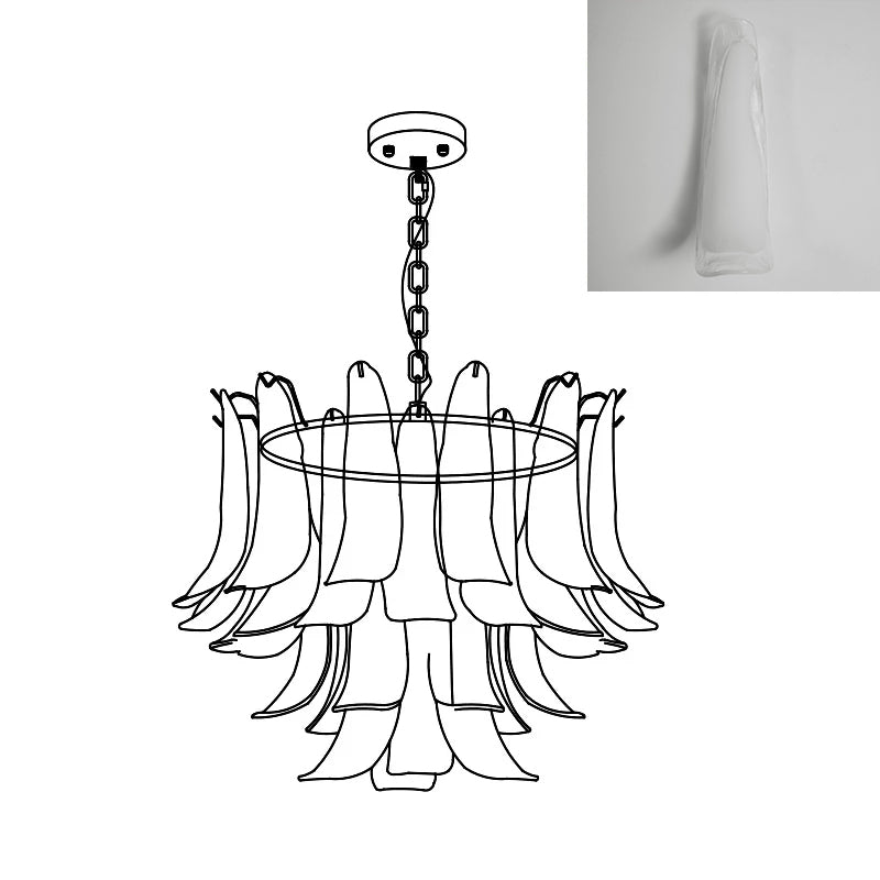 Multi-Arm Glass Pendant Light Fixture with E14 Sockets – Adjustable Height Hanging Lamp for Dining Room, Foyer & Living Room – Metal Frame w | Thomler