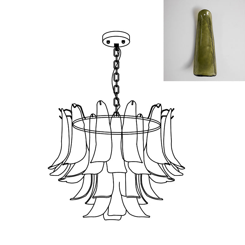 Multi-Arm Glass Pendant Light Fixture with E14 Sockets – Adjustable Height Hanging Lamp for Dining Room, Foyer & Living Room – Metal Frame w | Thomler