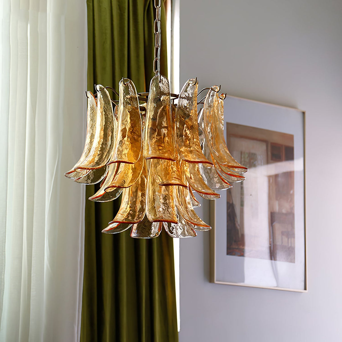 Glazen hanglamp met meerdere armen en E14-fittingen – In hoogte verstelbare hanglamp voor eetkamer, hal en woonkamer – Metalen frame w | Thomler