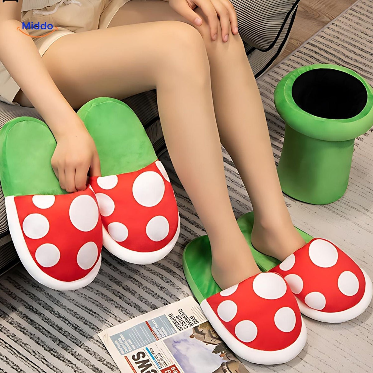 Plush Character House Slippers for Adults & Kids – Soft Cotton Gaming Footwear