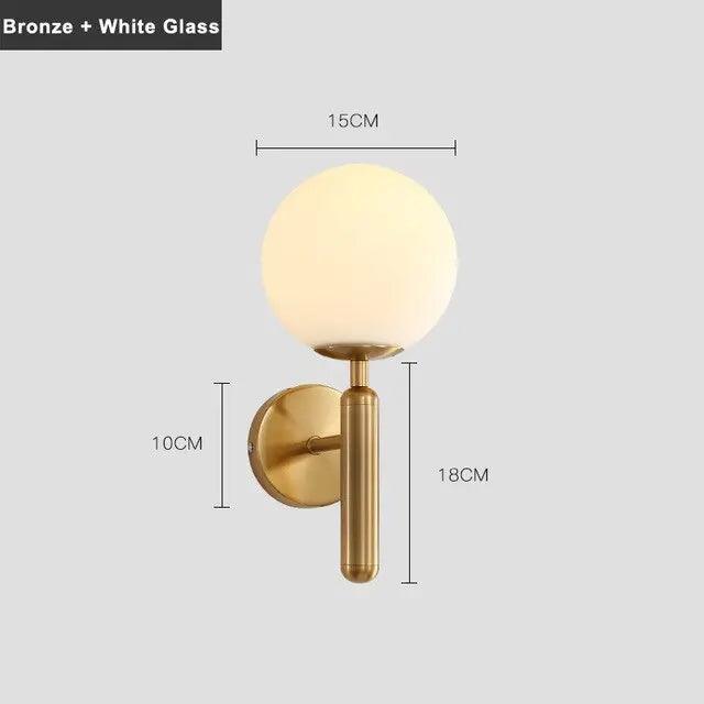 Decoratieve wandlamp met handgemaakte glazen kap voor woonkamer, slaapkamer, hal, modern messing, zwarte afwerking | Thomler