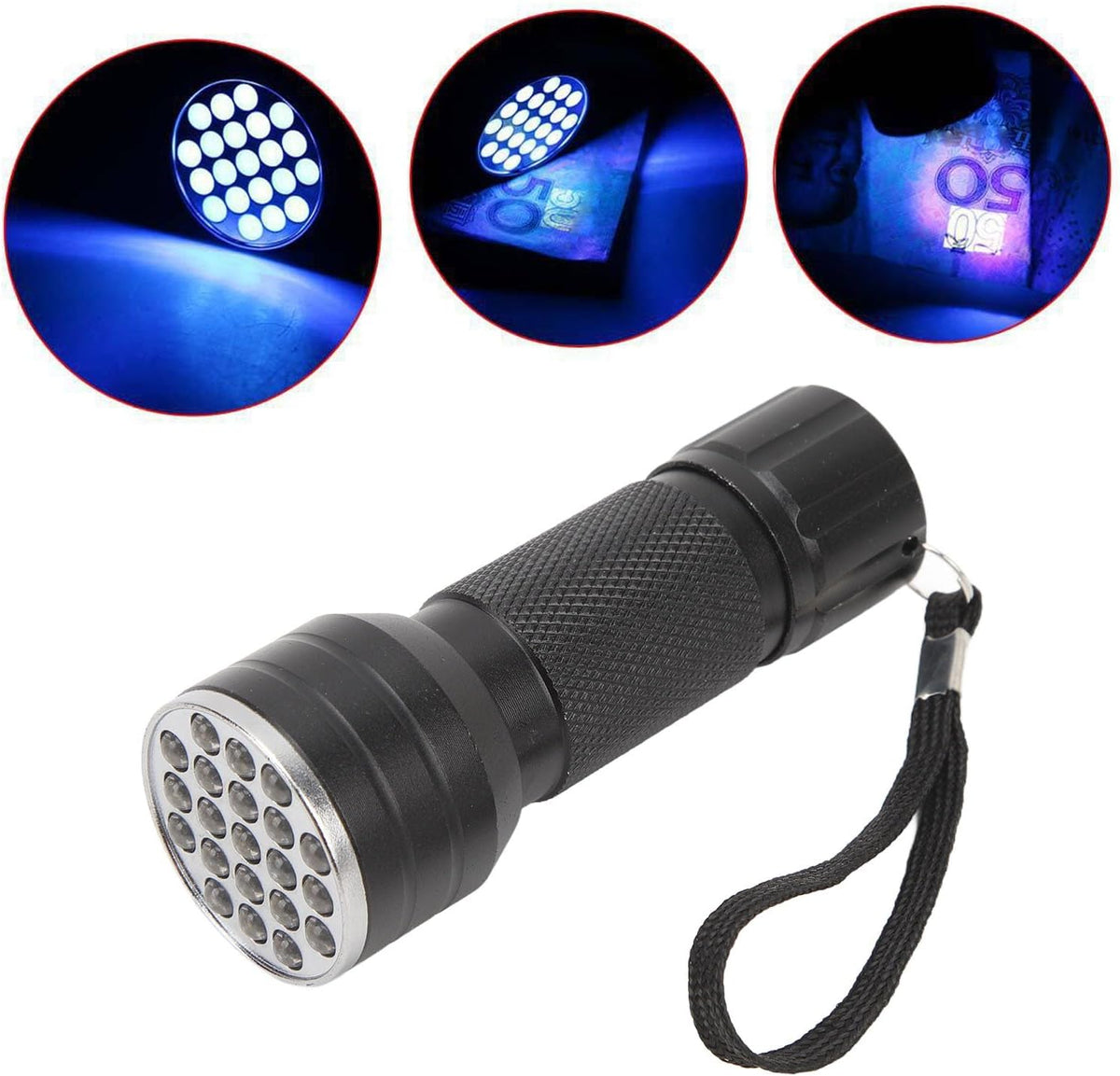 Krachtige uv-zaklamp met 21 leds