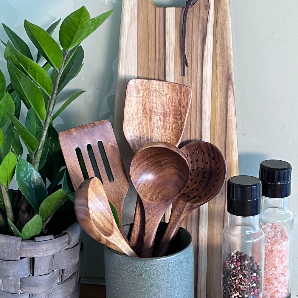 Solid Walnut Wooden Cooking Spoon for Nonstick Cookware – Safe Stirring, Flipping & Serving Utensil for Everyday Kitchen Use | Thomler