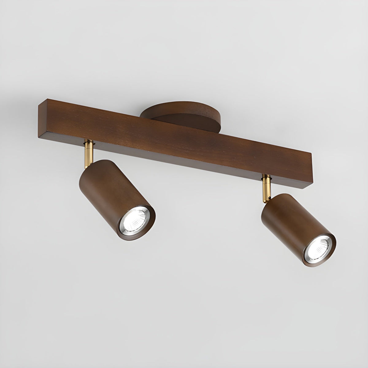 Foco de riel con múltiples cabezales y pantallas de madera para cocina, comedor y sala de estar | Lámpara LED ajustable para riel | Techo rústico de granja