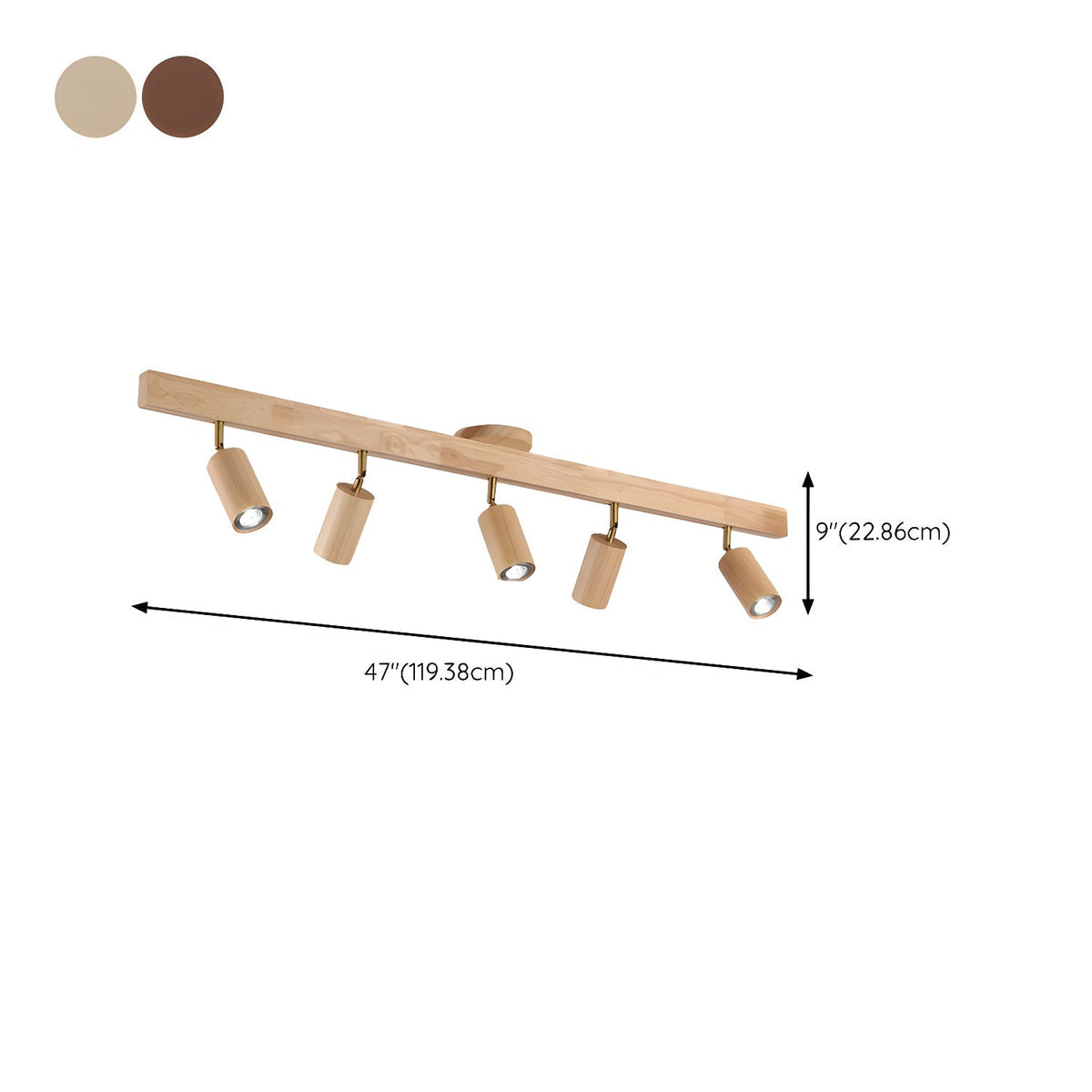 Foco de riel con múltiples cabezales y pantallas de madera para cocina, comedor y sala de estar | Lámpara LED ajustable para riel | Techo rústico de granja