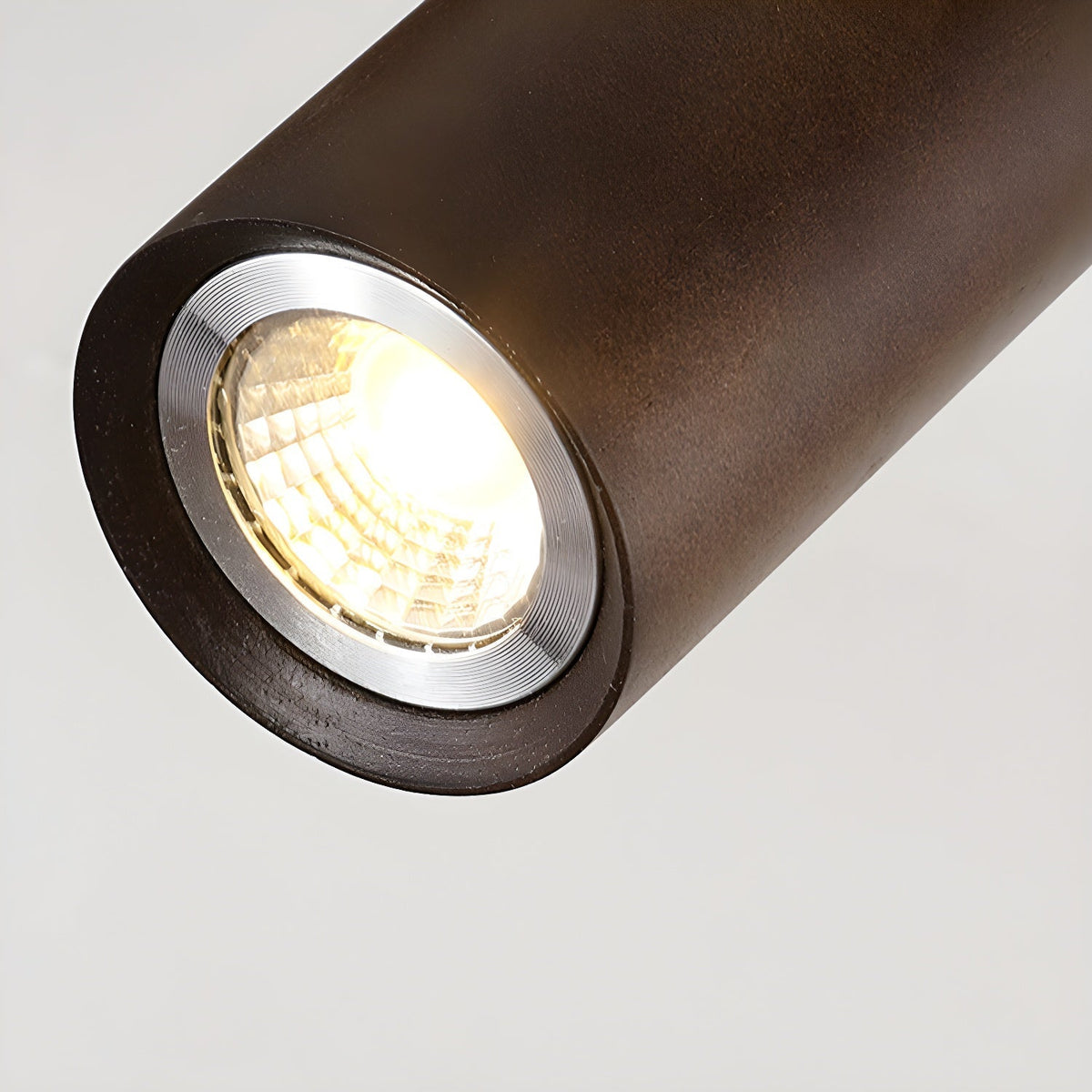 Foco de riel con múltiples cabezales y pantallas de madera para cocina, comedor y sala de estar | Lámpara LED ajustable para riel | Techo rústico de granja