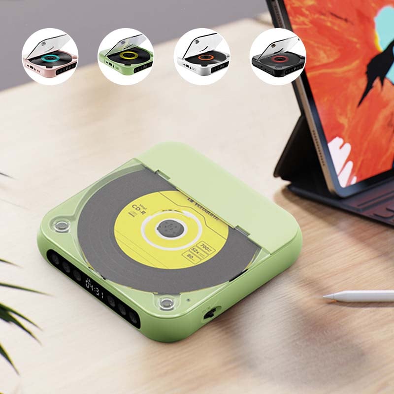 Tragbarer CD-Player mit Bluetooth 5.3-Funkverbindung, USB-C-Aufladung, kompakter, leichter Musik-Player für Kopfhörer und Lautsprecher, S