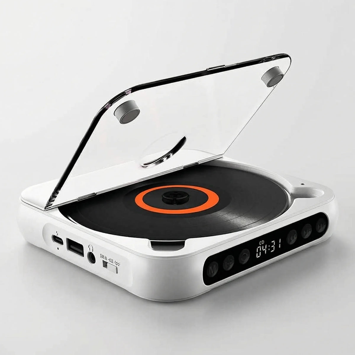 Tragbarer CD-Player mit Bluetooth 5.3-Funkverbindung, USB-C-Aufladung, kompakter, leichter Musik-Player für Kopfhörer und Lautsprecher, S