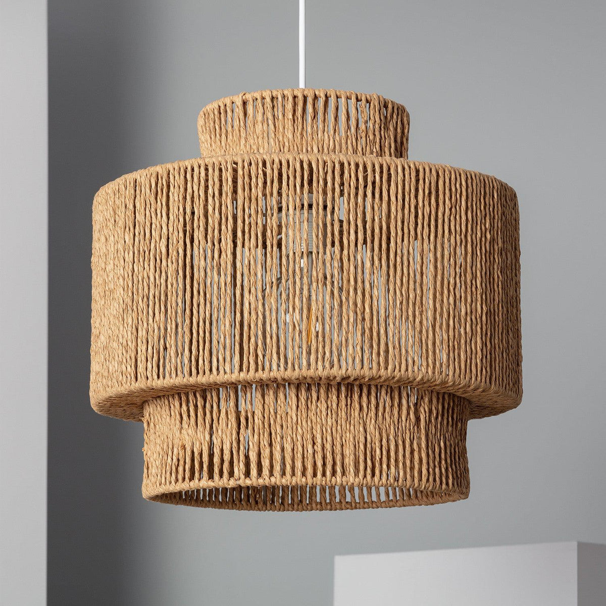 Woven Raffia Hanging Lamp 16-Inch Natural Fiber Shade Boho Dining Room Pendant Light with E27 Socket for Kitchen Island Living Room | Thomler