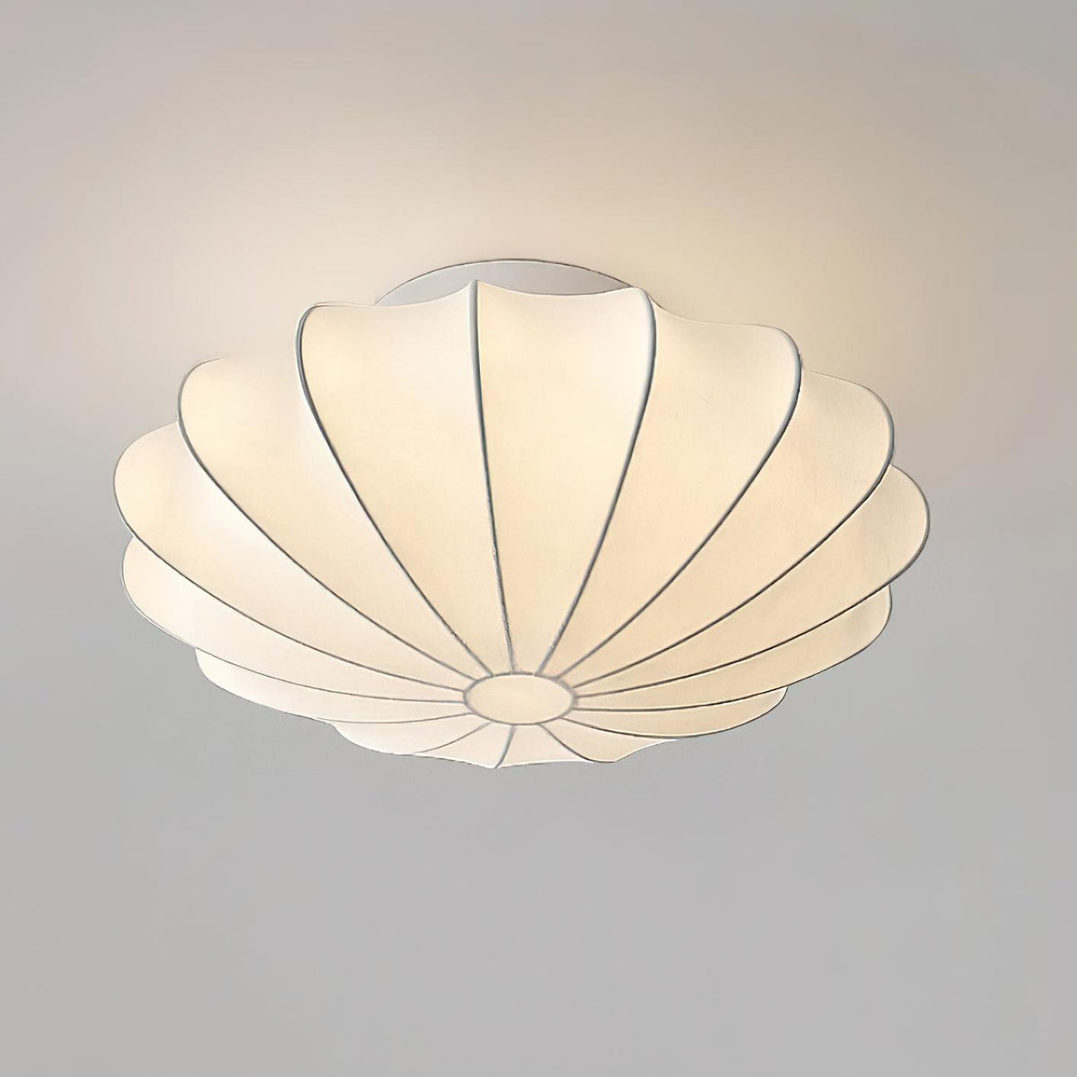 Flush Mount Pendant with Silk Shade White Metal Base for Bedroom Living Room Hallway Soft Glow E26 Socket 40W Compatible Wall or Ceiling Ins | Thomler