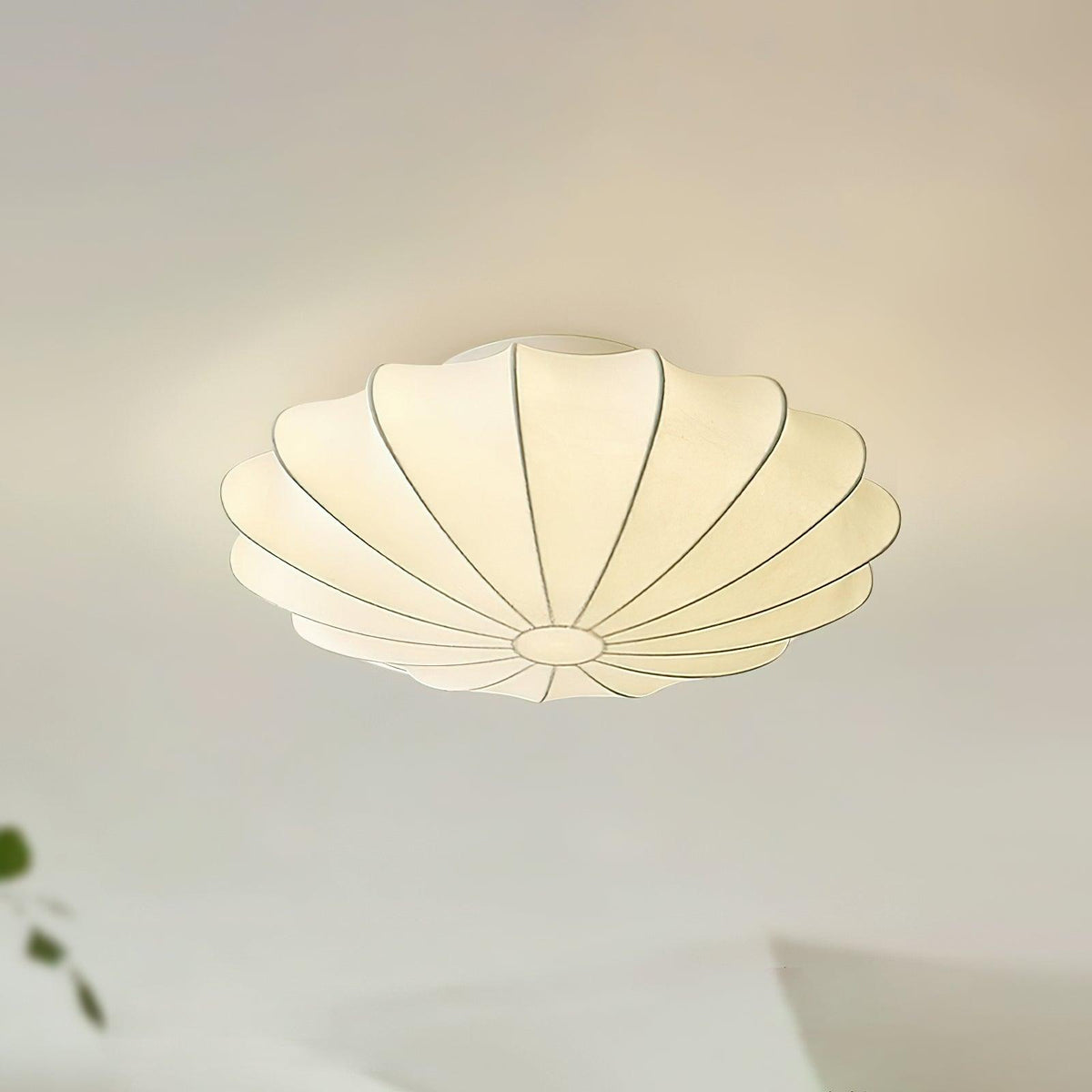 Flush Mount Pendant with Silk Shade White Metal Base for Bedroom Living Room Hallway Soft Glow E26 Socket 40W Compatible Wall or Ceiling Ins | Thomler