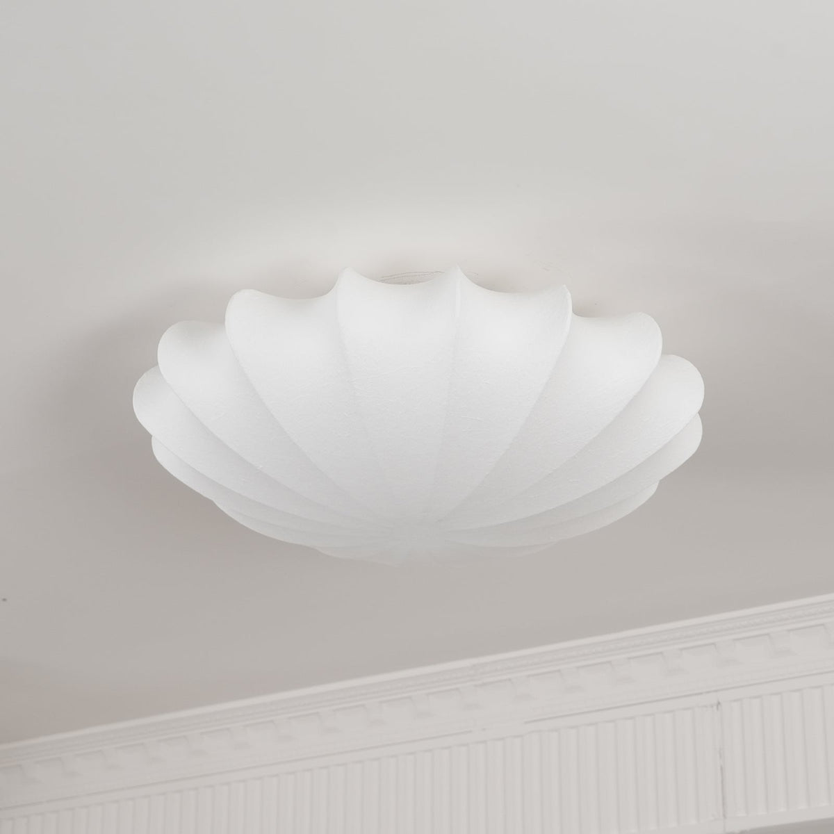 Flush Mount Pendant with Silk Shade White Metal Base for Bedroom Living Room Hallway Soft Glow E26 Socket 40W Compatible Wall or Ceiling Ins | Thomler