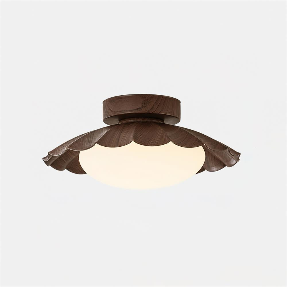 Flush Mount LED Ceiling Light 10 in Scalloped Shade for Bedroom Living Room Ambient Glow Metal Fixture Indoor Low Profile Modern Lighting | Thomler