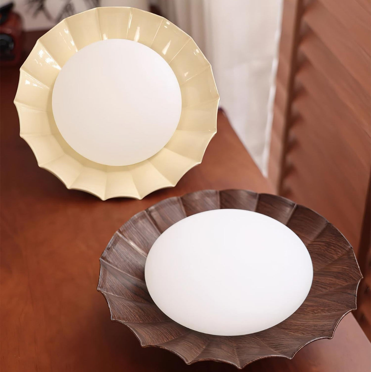 Flush Mount LED Ceiling Light 10 in Scalloped Shade for Bedroom Living Room Ambient Glow Metal Fixture Indoor Low Profile Modern Lighting | Thomler
