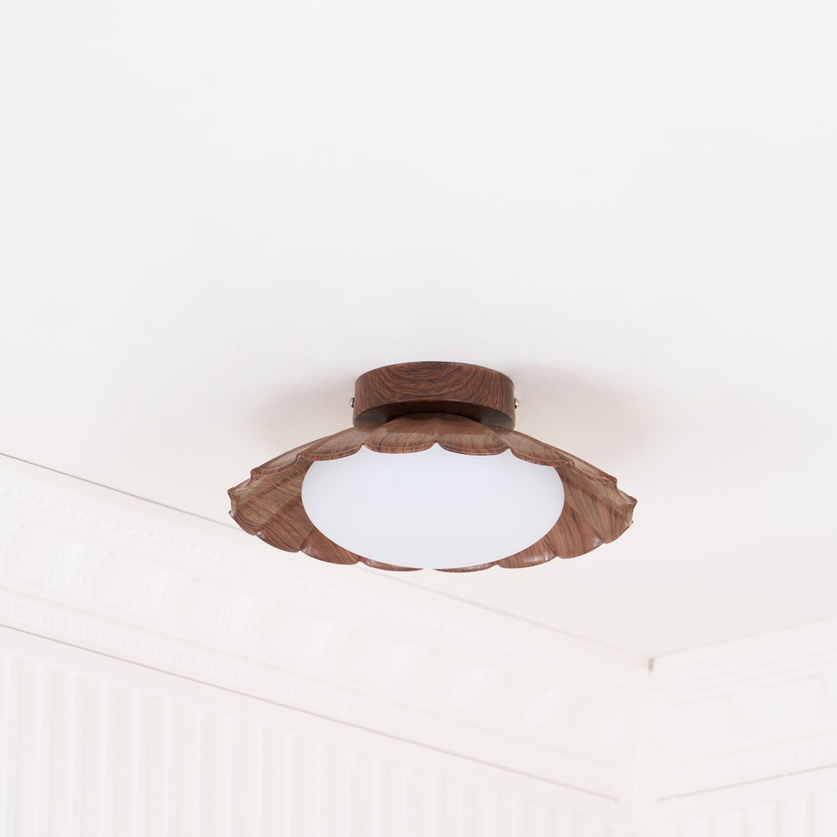 Flush Mount LED Ceiling Light 10 in Scalloped Shade for Bedroom Living Room Ambient Glow Metal Fixture Indoor Low Profile Modern Lighting | Thomler