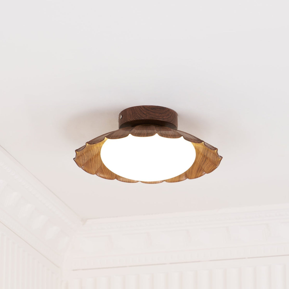 Flush Mount LED Ceiling Light 10 in Scalloped Shade for Bedroom Living Room Ambient Glow Metal Fixture Indoor Low Profile Modern Lighting | Thomler
