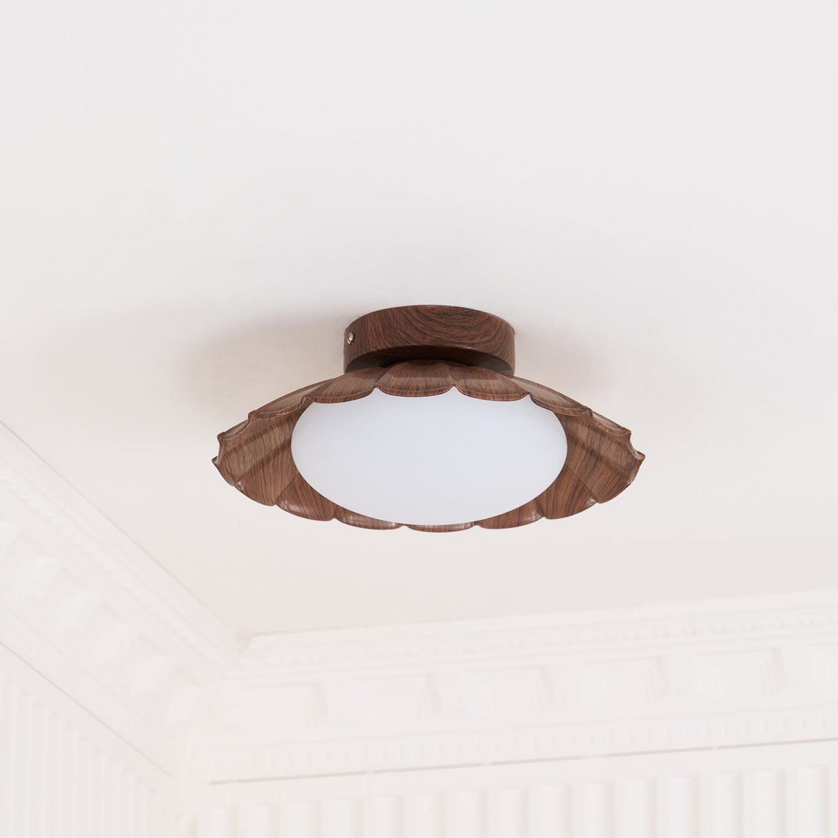 Flush Mount LED Ceiling Light 10 in Scalloped Shade for Bedroom Living Room Ambient Glow Metal Fixture Indoor Low Profile Modern Lighting | Thomler