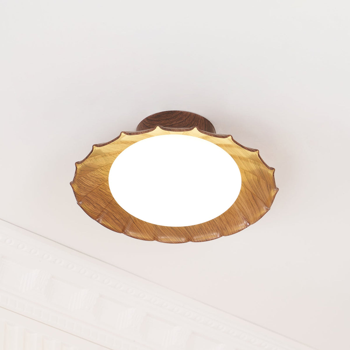 Flush Mount LED Ceiling Light 10 in Scalloped Shade for Bedroom Living Room Ambient Glow Metal Fixture Indoor Low Profile Modern Lighting | Thomler