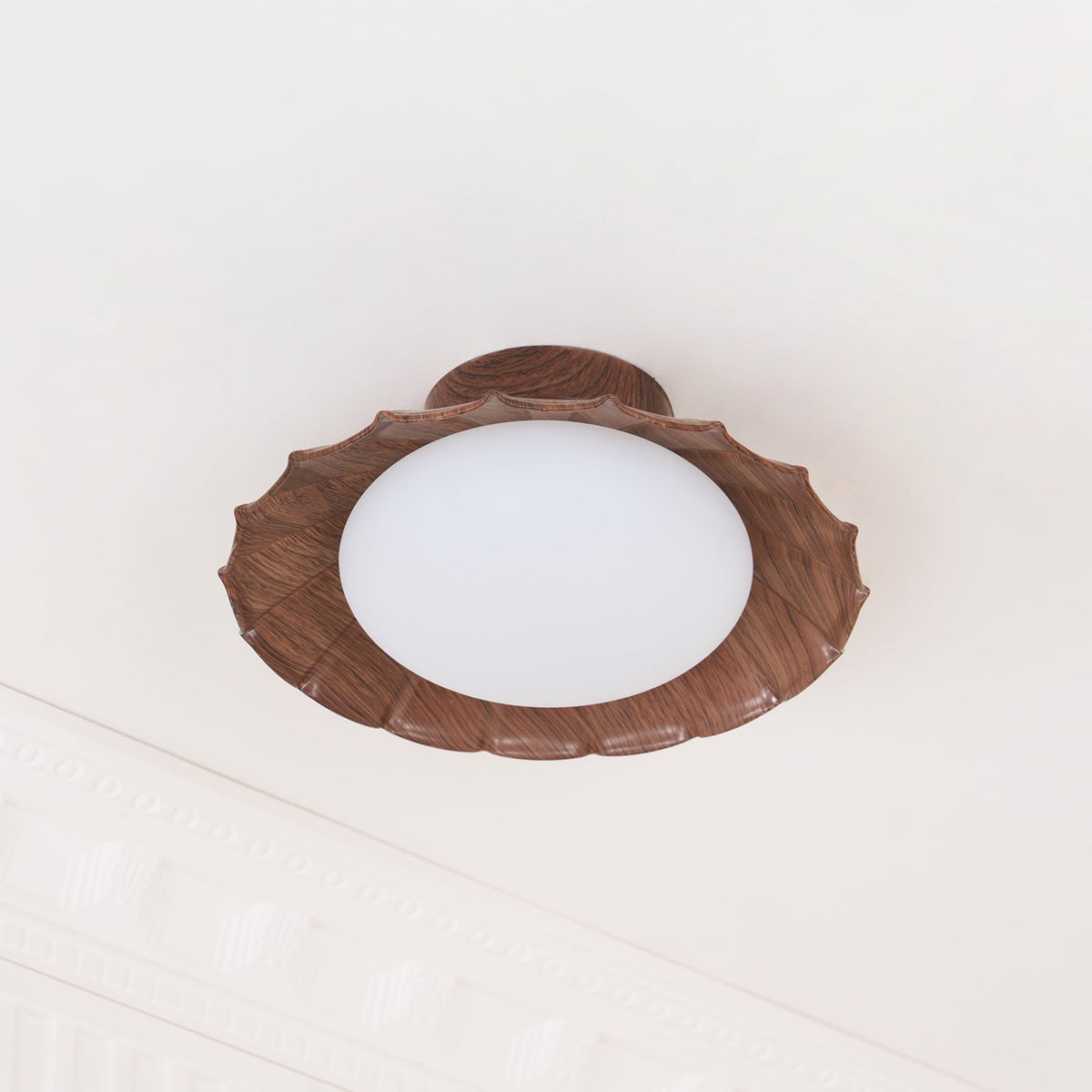 Lámpara de techo LED de montaje empotrado de 9.8 pulg. de metal y polímero con diseño festoneado, luz blanca cálida 3000K para dormitorio, sala de estar, pasillo, pared o techo, apta para lugares húmedos | Thomler
