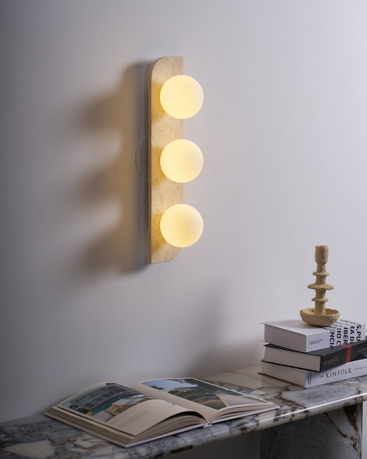 Natural Stone Sconce with G9 Socket – Textured Travertine Accent Fixture for Powder Rooms, Corridors & Bedrooms – 7W LED Compatible – Single | Thomler
