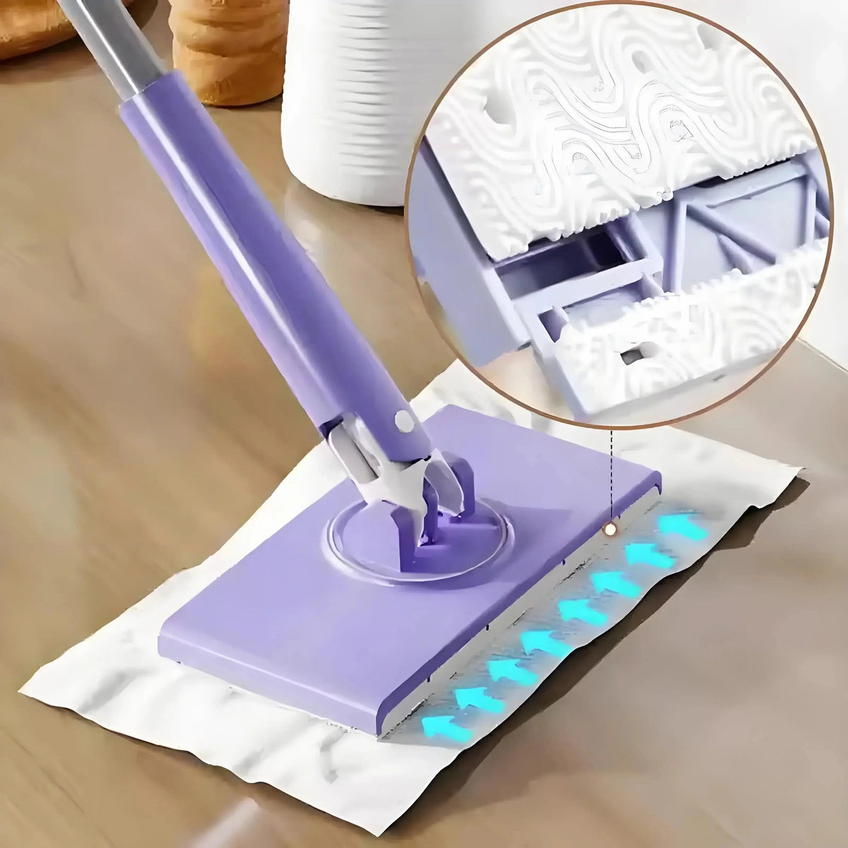Flat Mop with 360° Swivel Head Push-Button Cloth Release for Tile Laminate Vinyl Parquet Home Kitchen Bathroom Hallway Quick Clean Lightweig | Thomler