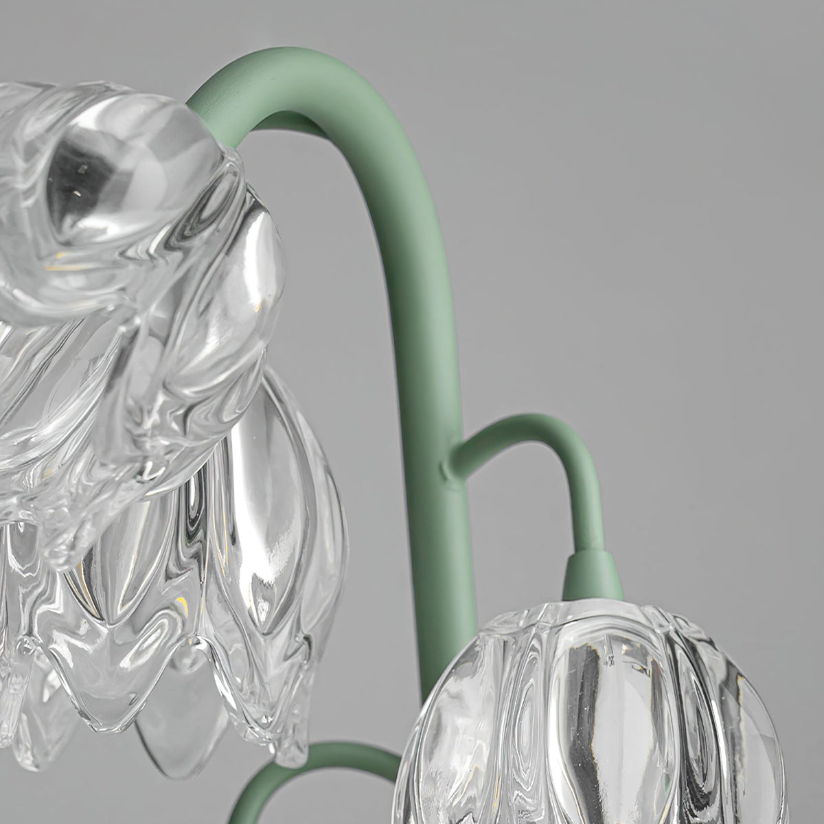 Floral Glass Shade Accent Lamp 7 Inch Green Stem Bedroom Nightstand Light Living Room Decorative Lighting Home Decor Indoor Small Bulb | Thomler