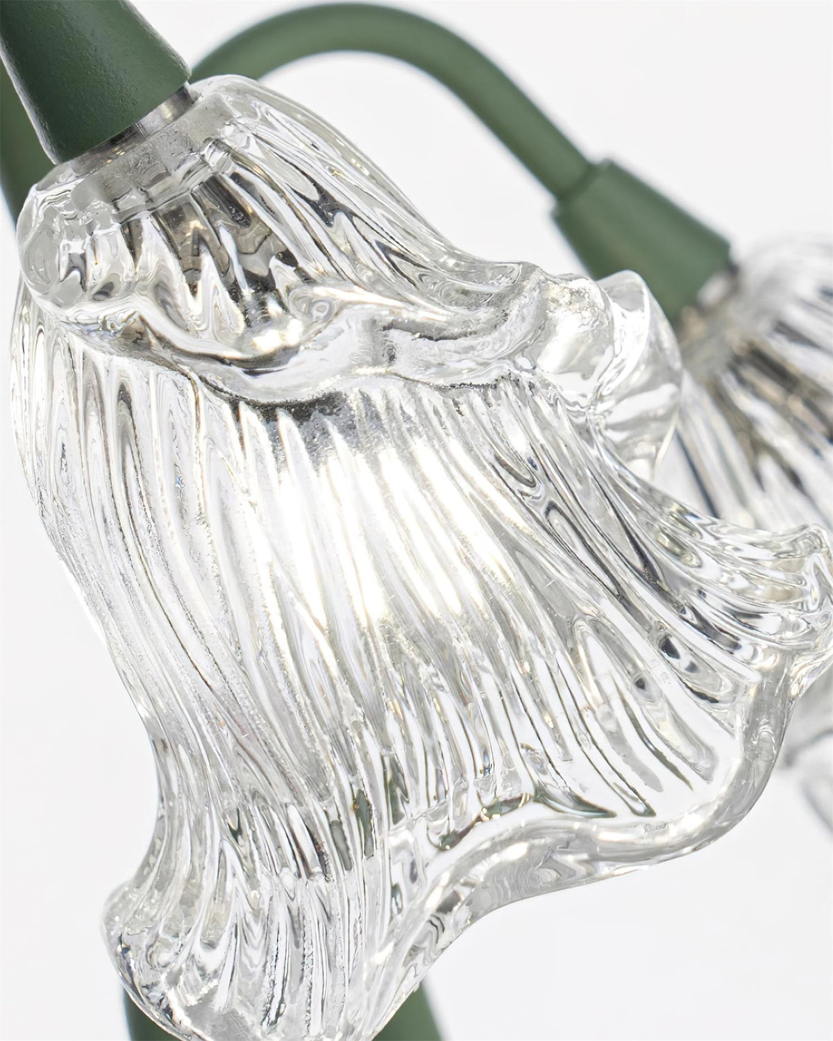 Floral Glass Shade Accent Lamp 7 Inch Green Stem Bedroom Nightstand Light Living Room Decorative Lighting Home Decor Indoor Small Bulb | Thomler