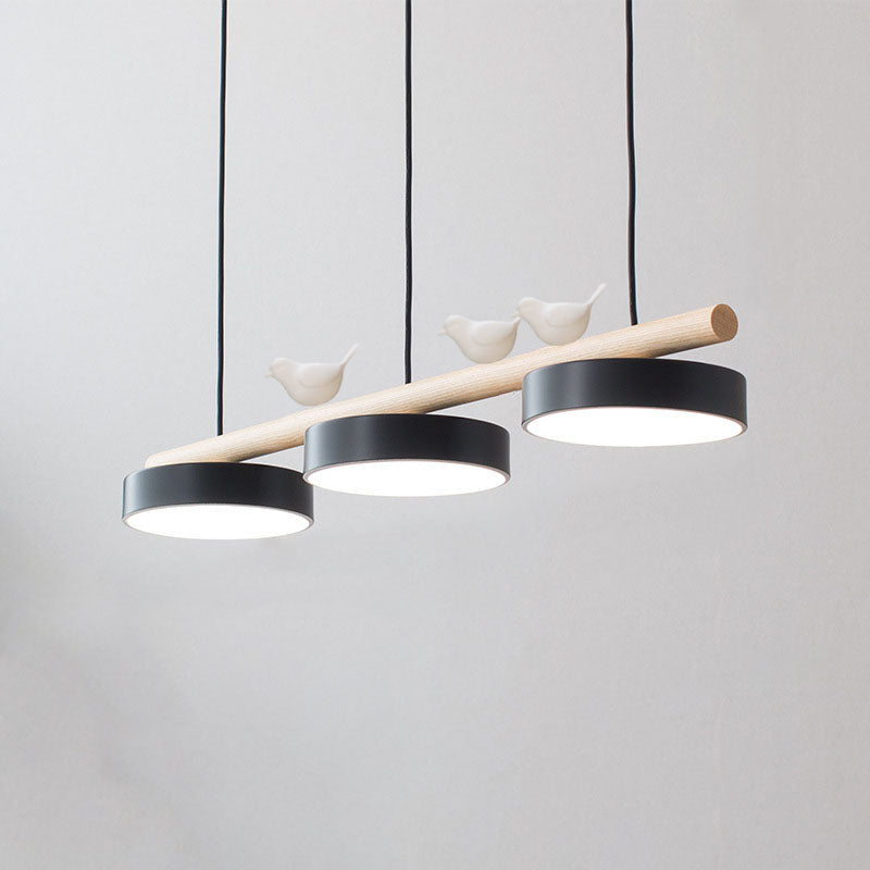 Linear LED Ceiling Light Fixture 36W 31.5 Inch Wood Iron Resin 3-Temperature Adjustable Flush Mount for Bedroom Living Room Hallway Kitchen | Thomler
